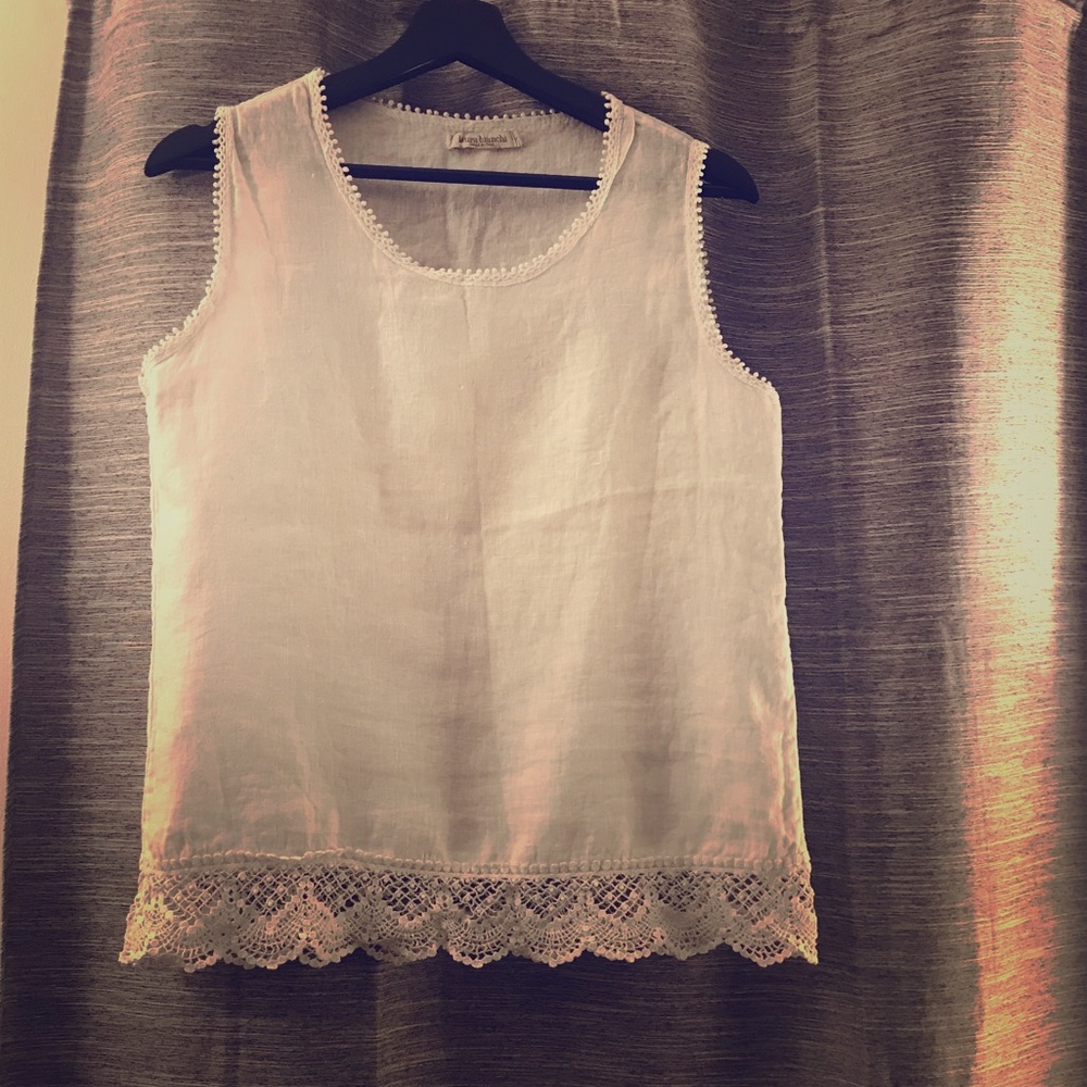 Laura Bianchi white top with crochet trim